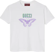 (Women) GUCCI White Butterfly Logo Print Crewneck T-Shirt 787299-XJGS9-9280 (Women) GUCCI White Butterfly Logo Print Crewneck T-Shirt 787299-XJGS9-9280