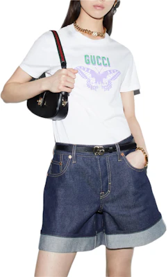 (W) GUCCI Camiseta Blanca Cuello Redondo con Logo y Mariposa Impresa 787299-XJGS9-9280 Lookbook (W) GUCCI Camiseta Blanca Cuello Redondo con Logo y Mariposa Impresa 787299-XJGS9-9280