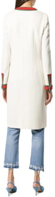 (W) GUCCI White Colorblock Slim Fit V-Neck Lengan Panjang Mid-Length Coat. 518064-ZHW03-9474 Shop (W) GUCCI White Colorblock Slim Fit V-Neck Lengan Panjang Mid-Length Coat. 518064-ZHW03-9474