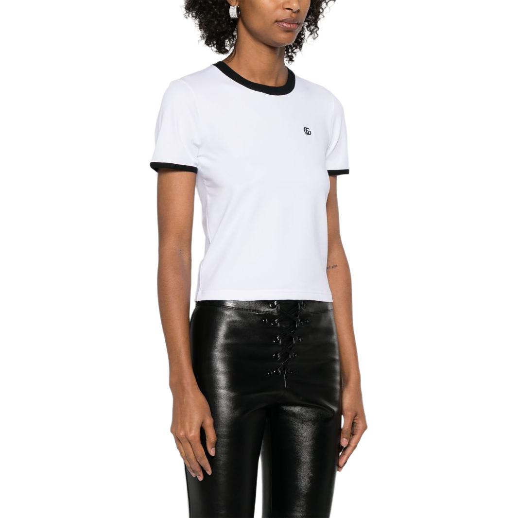 (Women) GUCCI  White Crewneck Cotton Knit Short Sleeve T-Shirt SS25. 820762-XJG5M 圖 5