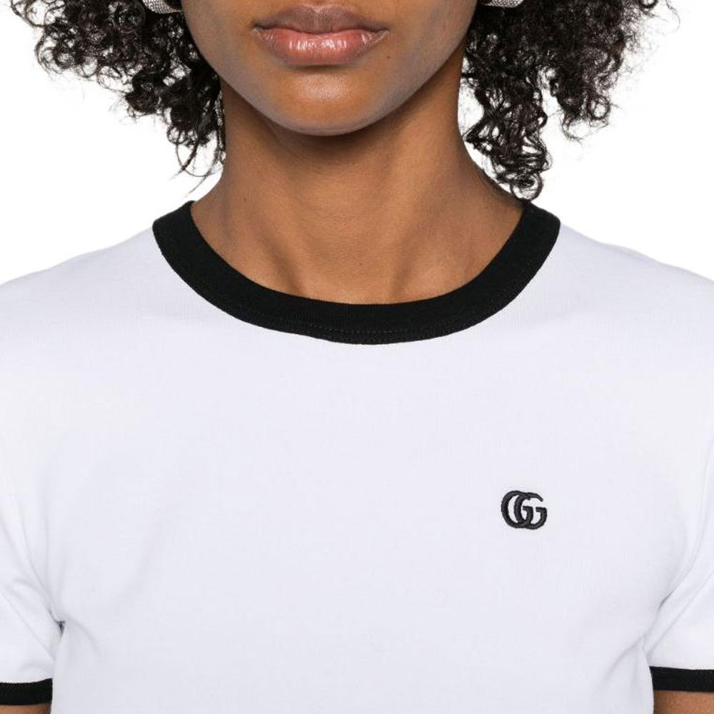 (Women) GUCCI  White Crewneck Cotton Knit Short Sleeve T-Shirt SS25. 820762-XJG5M 圖 6