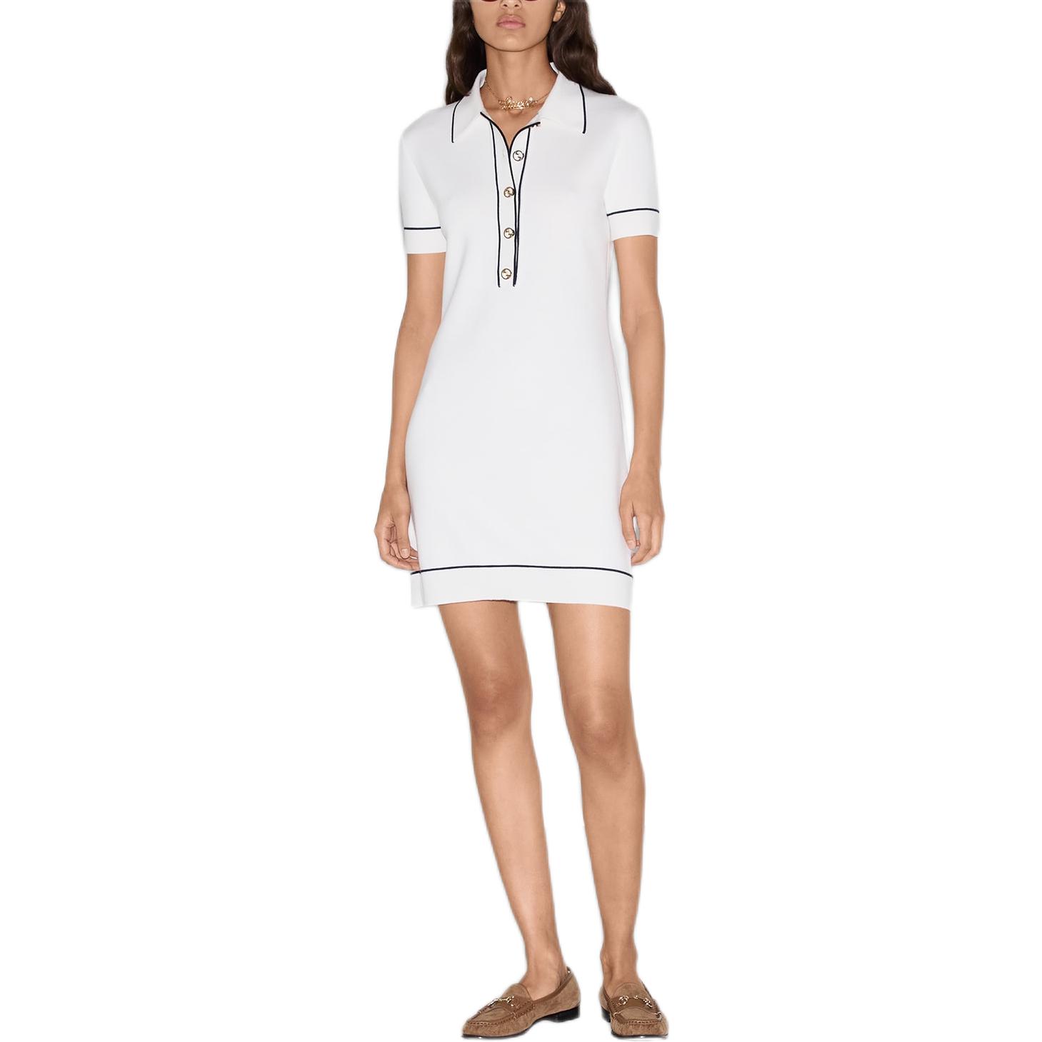 (Women) GUCCI  White Knit Dropped Shoulder Short Sleeve Mini Dress. 813816-XKEHH-9034 圖 3