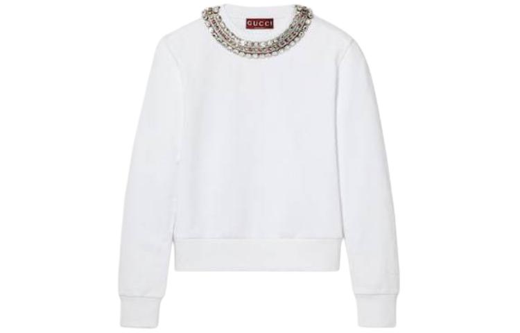 Order (W) GUCCI Sudadera Blanca Lisa de Manga Larga Cuello Redondo. 791337-XJGMT-9692