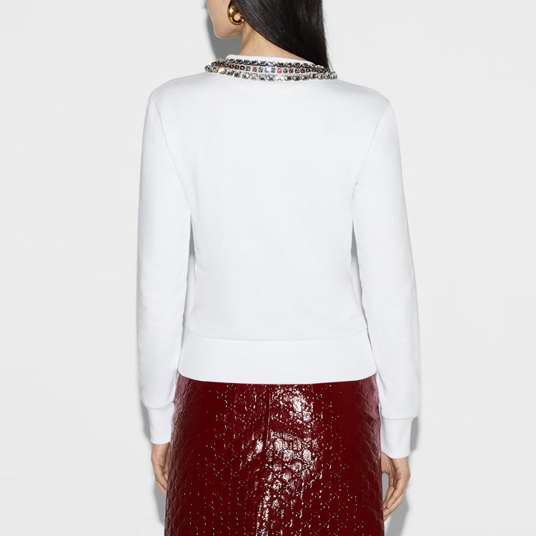 Purchase (W) GUCCI Sudadera Blanca Lisa de Manga Larga Cuello Redondo. 791337-XJGMT-9692