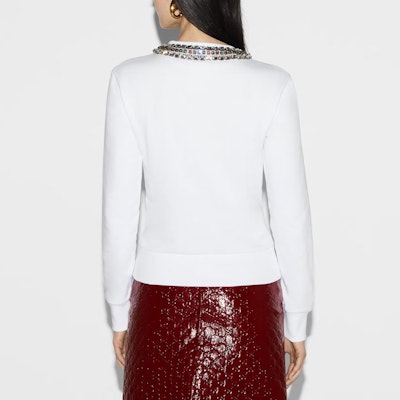 (W) GUCCI Putih Polos Crewneck Lengan Panjang Pullover Sweatshirt. 791337-XJGMT-9692 Purchase (W) GUCCI Putih Polos Crewneck Lengan Panjang Pullover Sweatshirt. 791337-XJGMT-9692