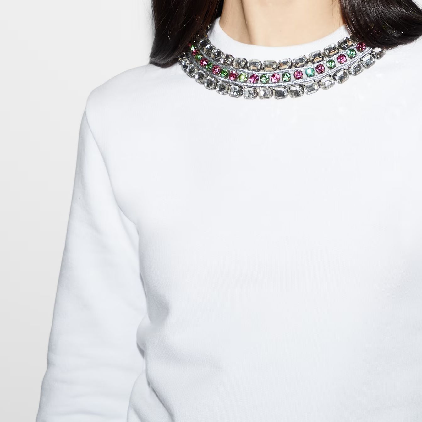 Sizing (W) GUCCI Sudadera Blanca Lisa de Manga Larga Cuello Redondo. 791337-XJGMT-9692