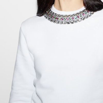 (W) GUCCI Putih Polos Crewneck Lengan Panjang Pullover Sweatshirt. 791337-XJGMT-9692 Sizing (W) GUCCI Putih Polos Crewneck Lengan Panjang Pullover Sweatshirt. 791337-XJGMT-9692