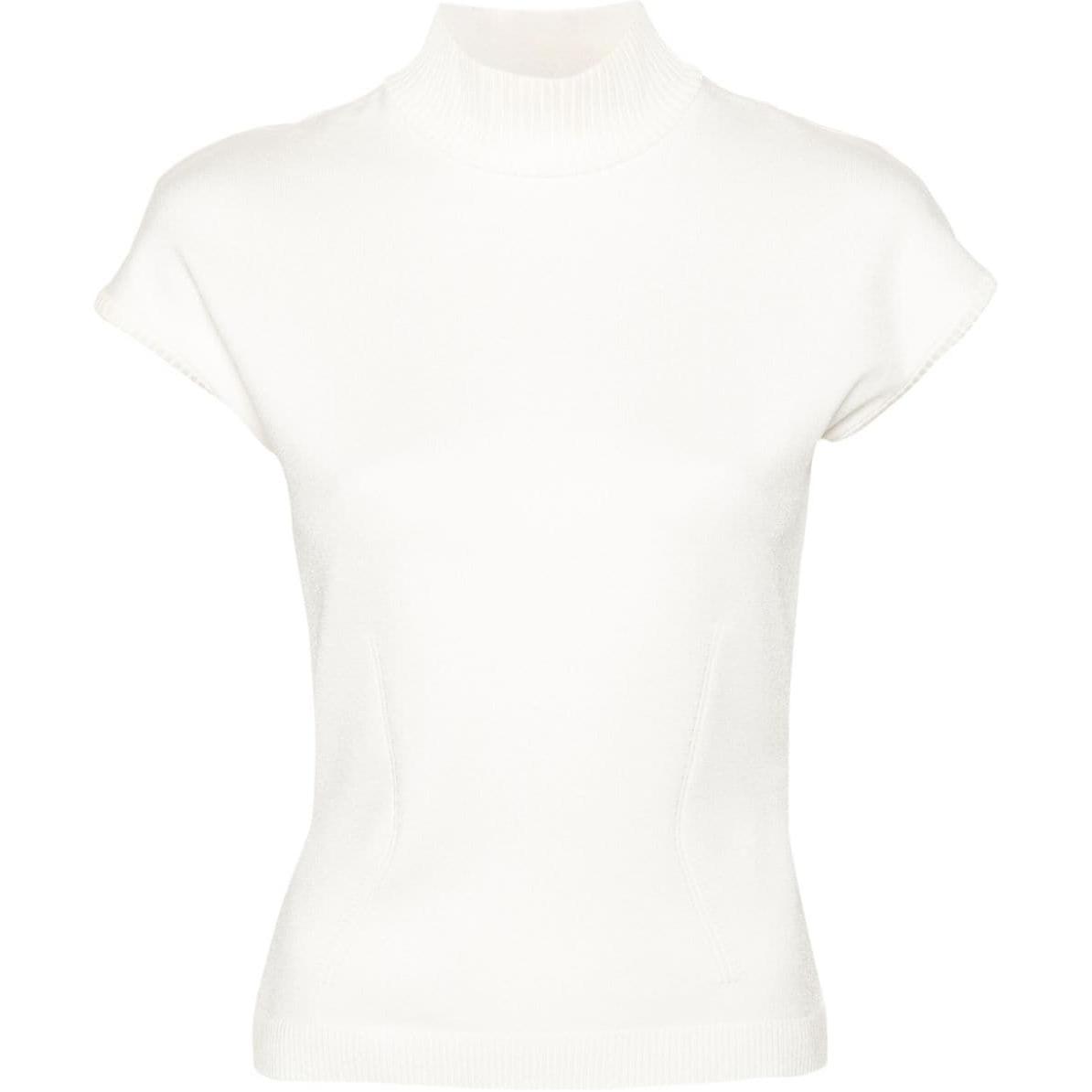 (Women) GUCCI  White Slim Fit High Neck Plain T-Shirt. 775526-XKDYI-9210