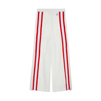 (Women) GUCCI White Straight-Leg Mid-Rise Striped Casual Pants. 766961-XJF6G-9267