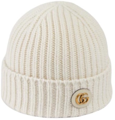 (Women) GUCCI White Wool Cashmere Beanie with Oval Double G Patch. 7645943GB029200 Buy (Women) GUCCI White Wool Cashmere Beanie with Oval Double G Patch. 7645943GB029200