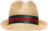 Shop (Women) GUCCI Woven Tweed Straw Bucket Hat 434760K0M009666