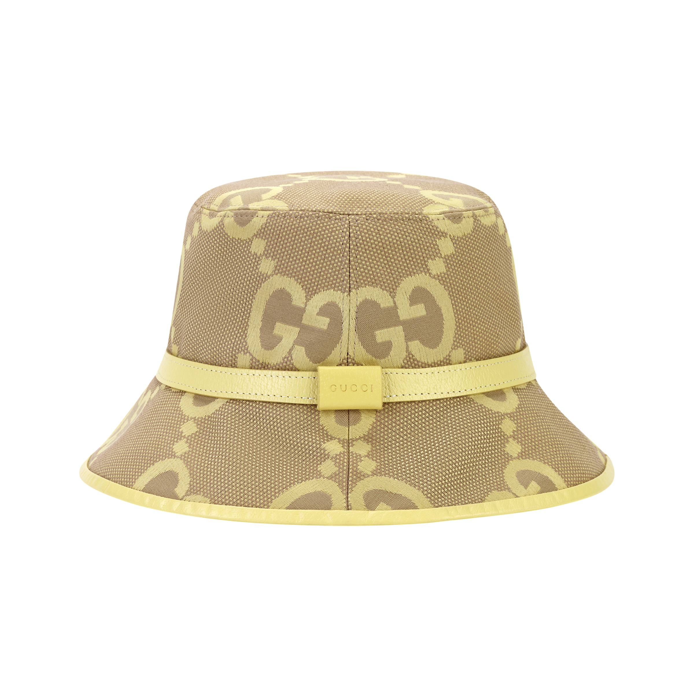 (Women) GUCCI  Yellow Logo Fashion Bucket Hat. 730336-3HAPT-8875