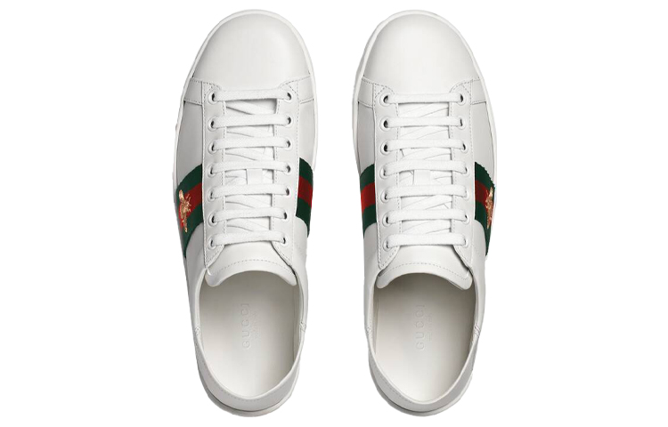 Shop GUCCI古馳 ACE 皮革 小蜜蜂 百搭 時尚板鞋 女款 白色