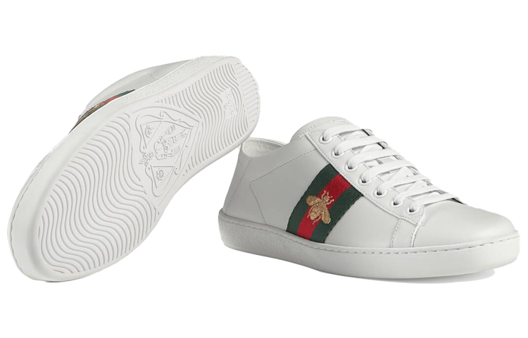 Details for GUCCI古馳 ACE 皮革 小蜜蜂 百搭 時尚板鞋 女款 白色