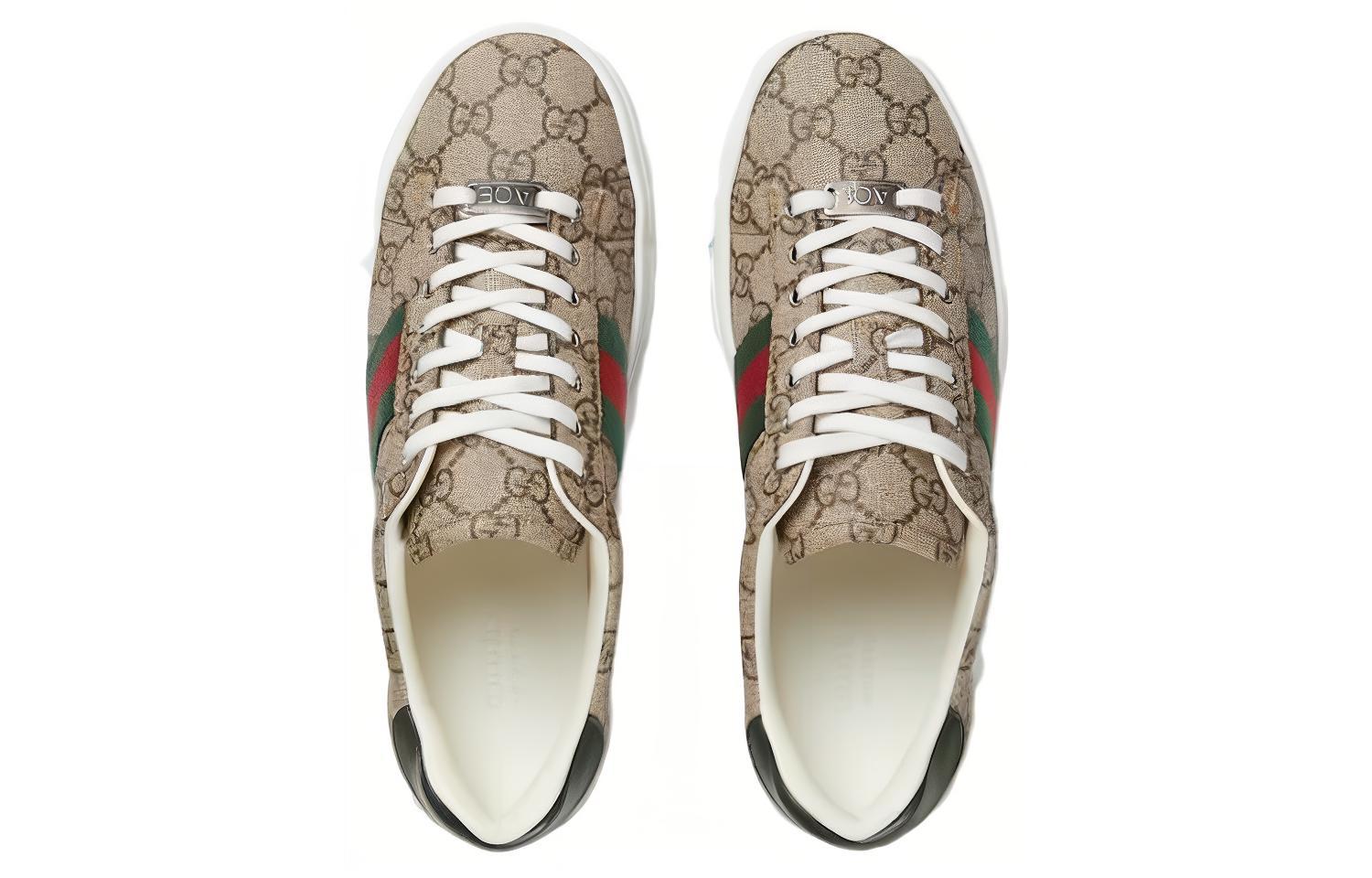 Purchase GUCCI古馳 皮革 圓頭繫帶 低筒 帆布鞋 女款 黑木色