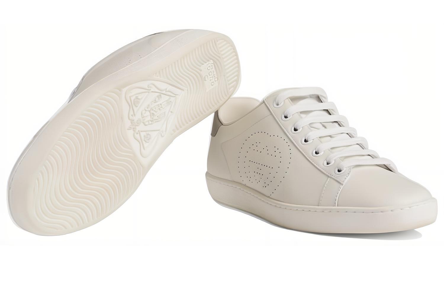 Sizing （女款）Gucci Ace「連結 G - 白灰色」598527 AYO70 9094