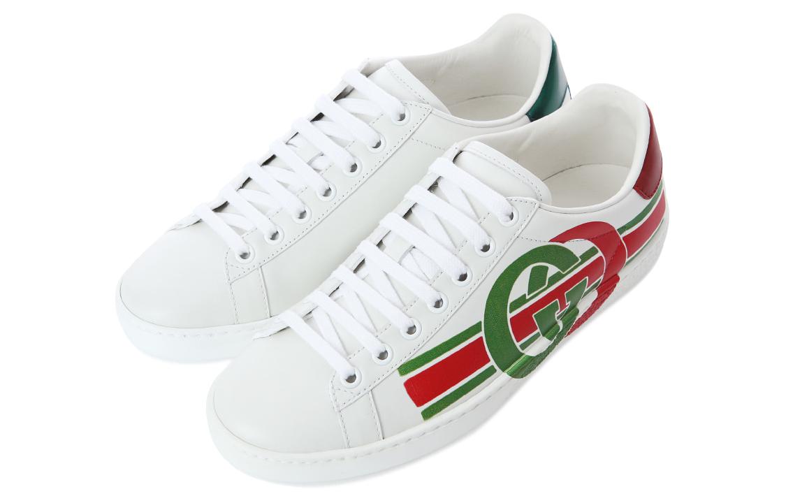 Lookbook GUCCI古馳 ACE 互扣式GG 耐磨防滑 低幫 時尚板鞋 女款 白色