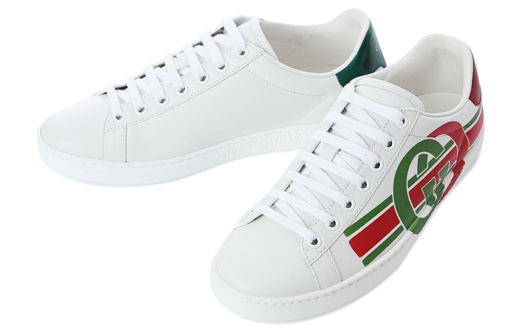 Shop GUCCI古馳 ACE 互扣式GG 耐磨防滑 低幫 時尚板鞋 女款 白色