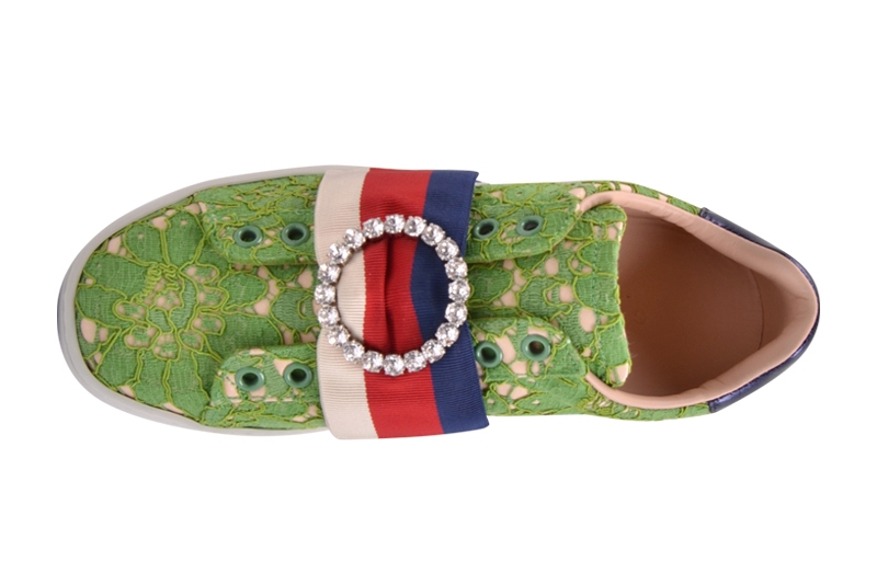 (W) Gucci Ace 'Lace and Rhinestone Green' 圖 2