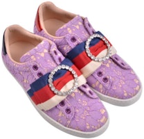 GUCCI 古奇 Ace水鑽圓扣蕾絲花邊運動鞋 女款 紫色 Lookbook GUCCI 古奇 Ace水鑽圓扣蕾絲花邊運動鞋 女款 紫色