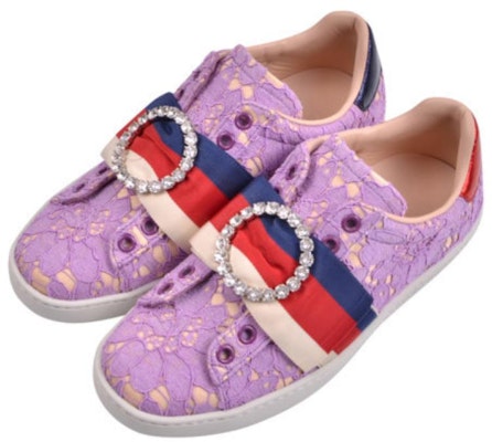 (Women) Gucci Ace 'Purple Lace Rhinestone Buckle' 498705-9MW10-5460 Shop (Women) Gucci Ace 'Purple Lace Rhinestone Buckle' 498705-9MW10-5460