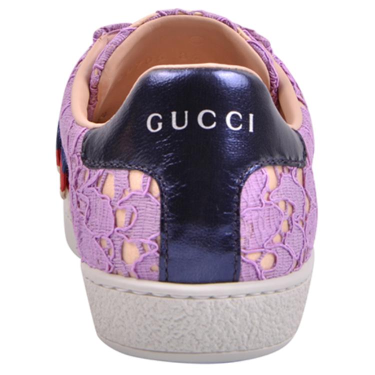 Details for GUCCI 古奇 Ace水鑽圓扣蕾絲花邊運動鞋 女款 紫色
