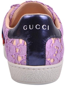GUCCI 古奇 Ace水鑽圓扣蕾絲花邊運動鞋 女款 紫色 Details for GUCCI 古奇 Ace水鑽圓扣蕾絲花邊運動鞋 女款 紫色