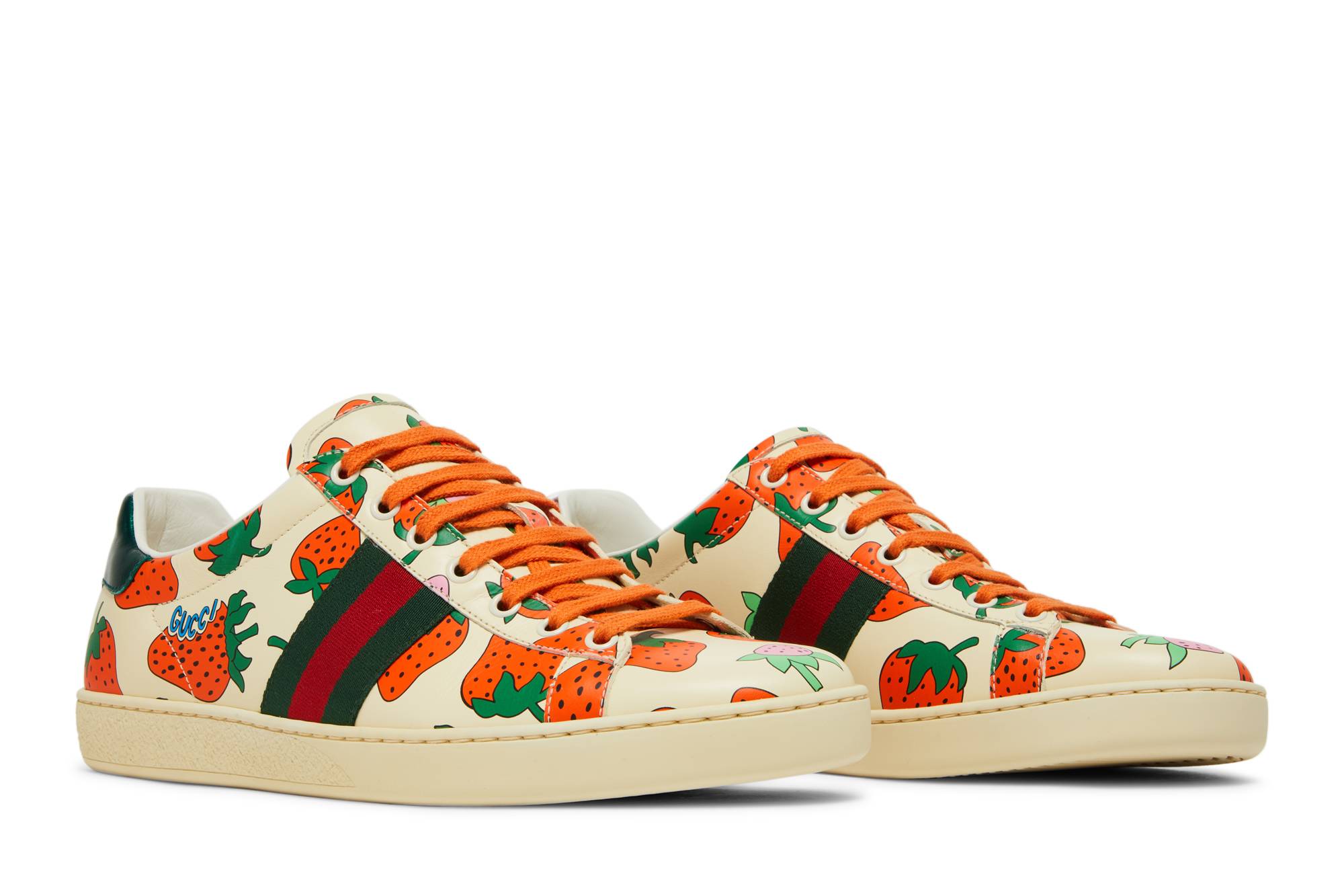 Cheap (W) Gucci Ace 'Putih Strawberry' 387993-08L30-9262