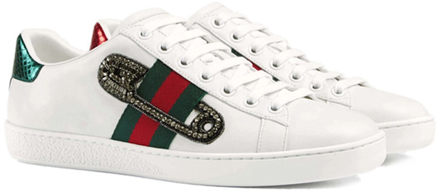 (W) Gucci Kulit Ace Safety Pin Renda Rendah 'Putih' 454552-A38G0-9064 Order (W) Gucci Kulit Ace Safety Pin Renda Rendah 'Putih' 454552-A38G0-9064