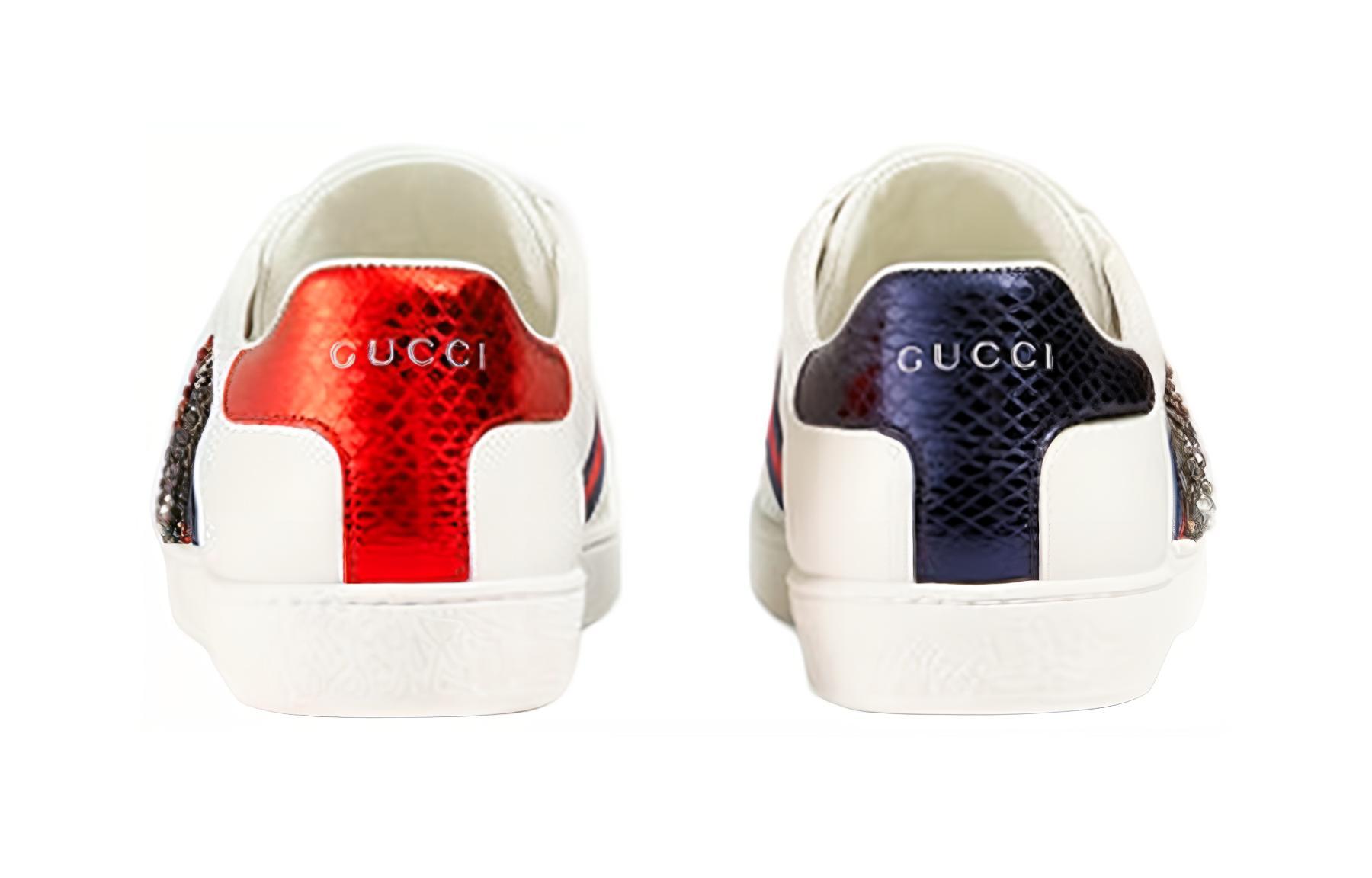 Shop (W) Gucci Ace 'Harimau Putih' Sepatu Sneaker 460201-A38G0-9161