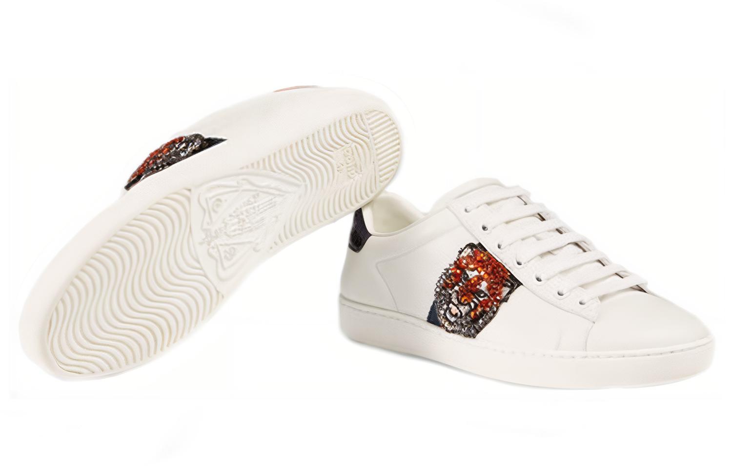 Purchase (W) Gucci Ace 'Harimau Putih' Sepatu Sneaker 460201-A38G0-9161