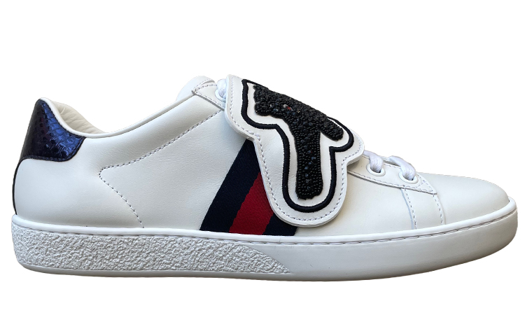 (W) Gucci Ace Crystal-embellished Watersnake-trimmed Leather 'White' 圖 2