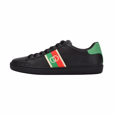 (W) Gucci Ace Elastic Web 'Interlocking G - Black'