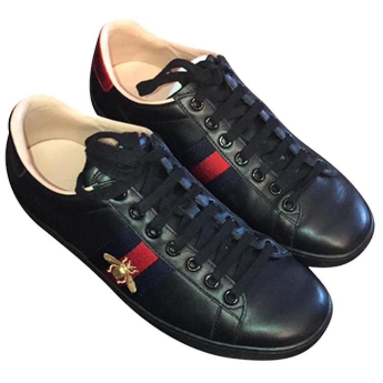 Order (W) Gucci Ace Bordiran Rendah 'Hitam' 431942-A38G0-1284