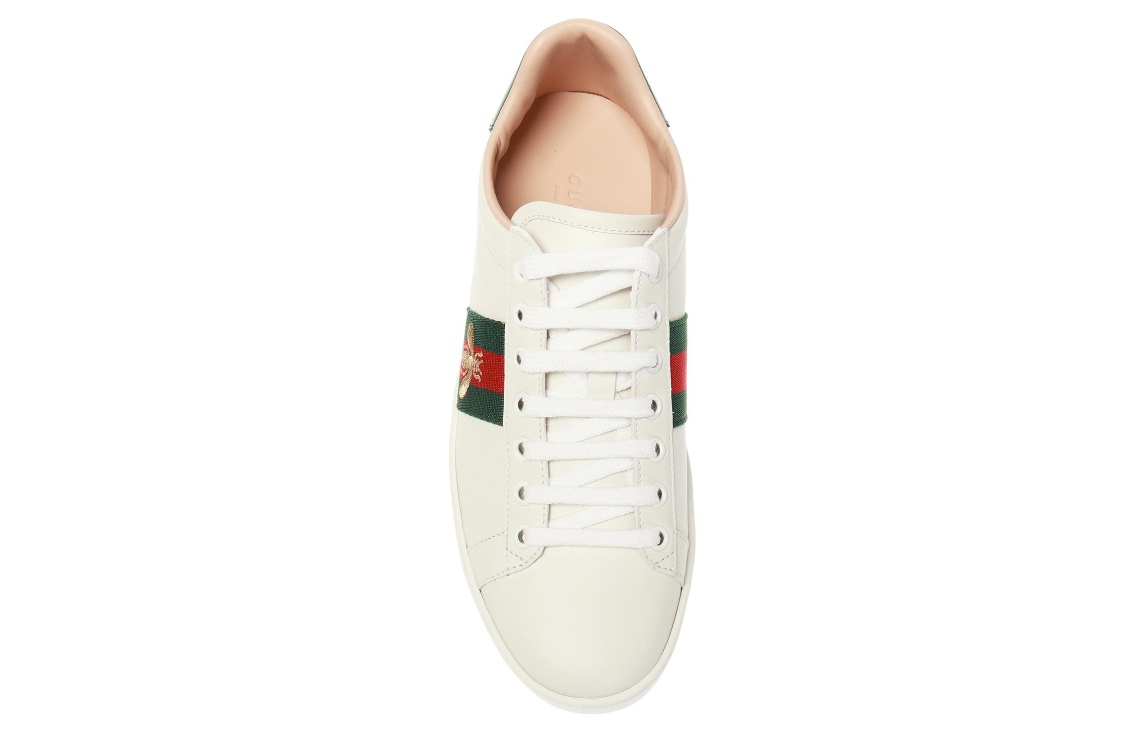 Shop GUCCI古馳 ACE 刺繡厚底 時尚板鞋 女款 白色