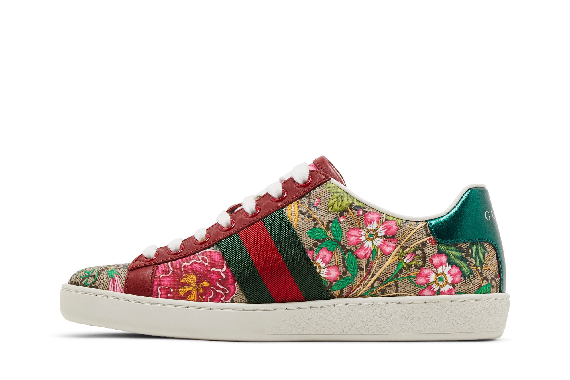Lookbook GUCCI古馳 ACE 飾GG花卉休閒時尚板鞋 女款 烏木色