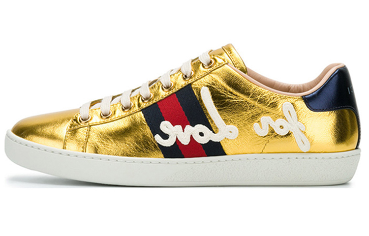 (W) Gucci Ace Metallic 'For Love - Gold'