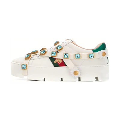 (W) Gucci Ace Platform 'White Gems'