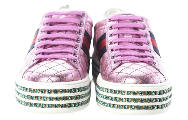 Lookbook (W) グッチ エース 厚底 クリスタル ピンク 550050-0V630-5868