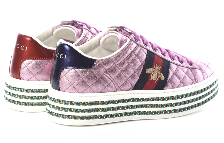 Shop (W) グッチ エース 厚底 クリスタル ピンク 550050-0V630-5868