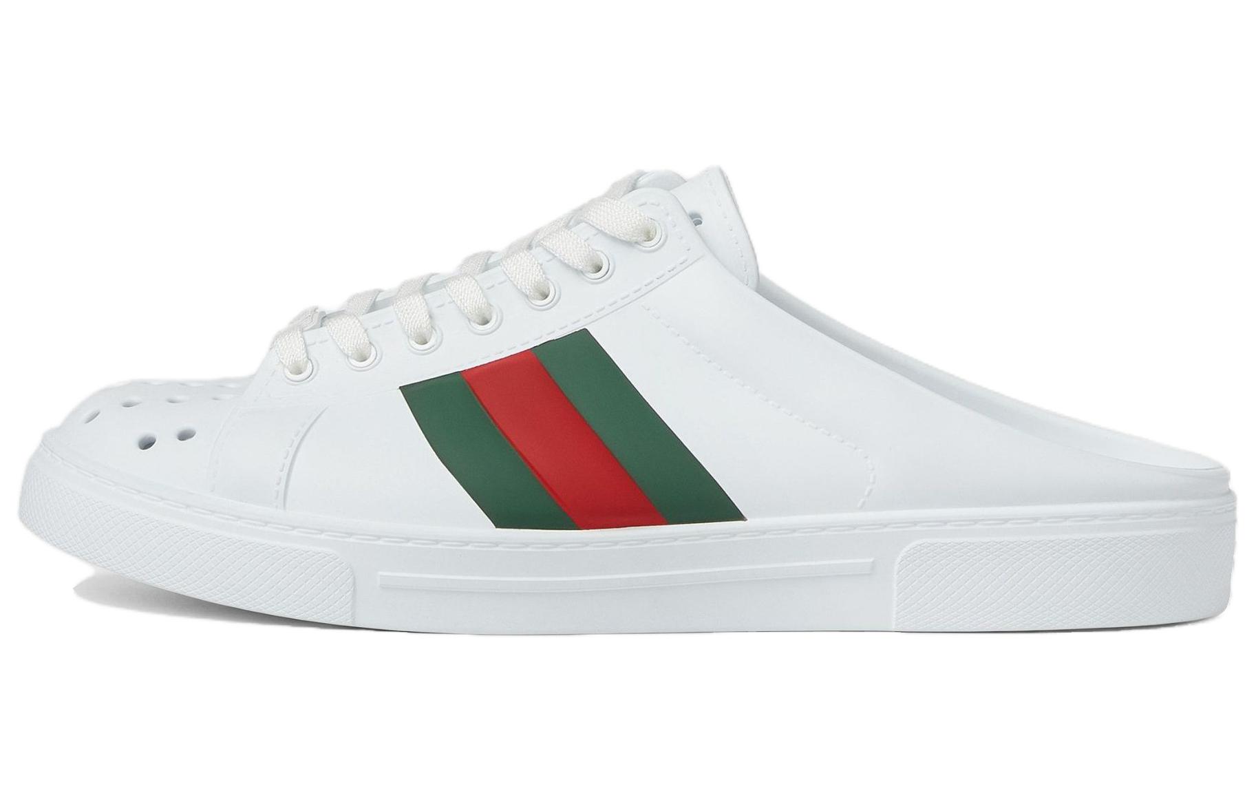 (Women) GUCCI Ace Round-Toe Slip-On Silent Mule Slippers Women’s White 780312 J8700 9032