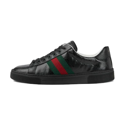 (W) Gucci Ace 'GG Crystal Canvas - Black'