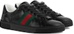 (W) Gucci Ace Sneaker dengan Web 'Hitam GG Crystal Canvas' 760774-FACRF-1163