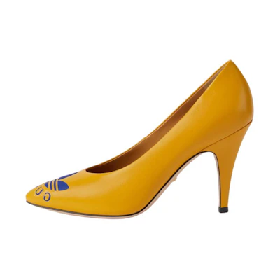 (W) Gucci adidas Originals 'Yellow Trefoil Print Stiletto'