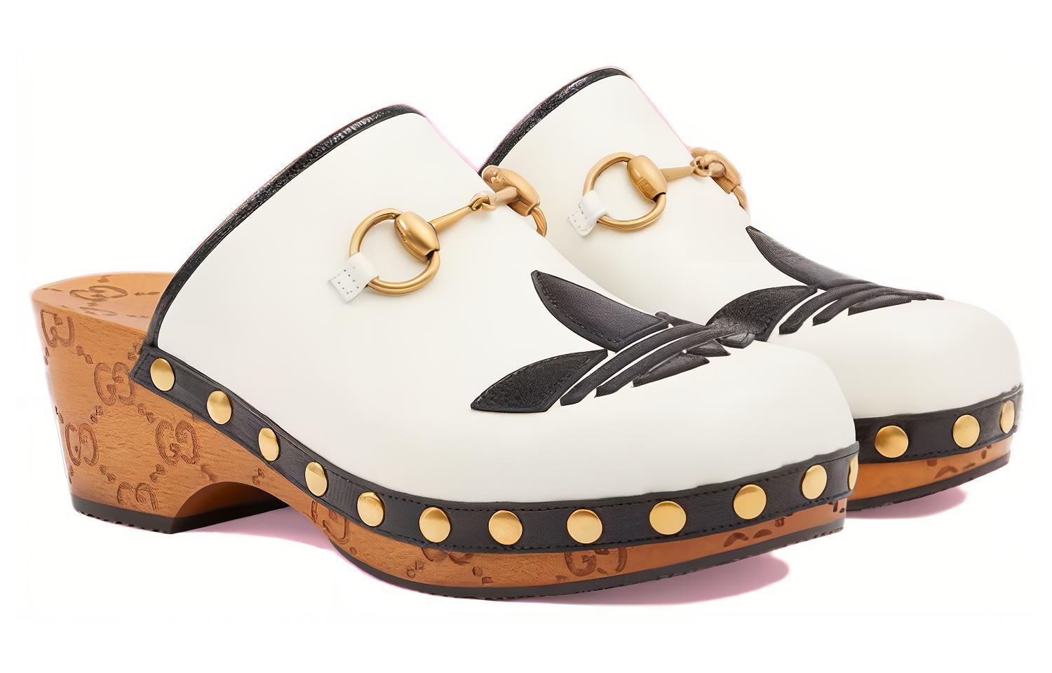 Order (W) グッチ×アディダス レザーミュール (白) 702218-DTNP0-9160