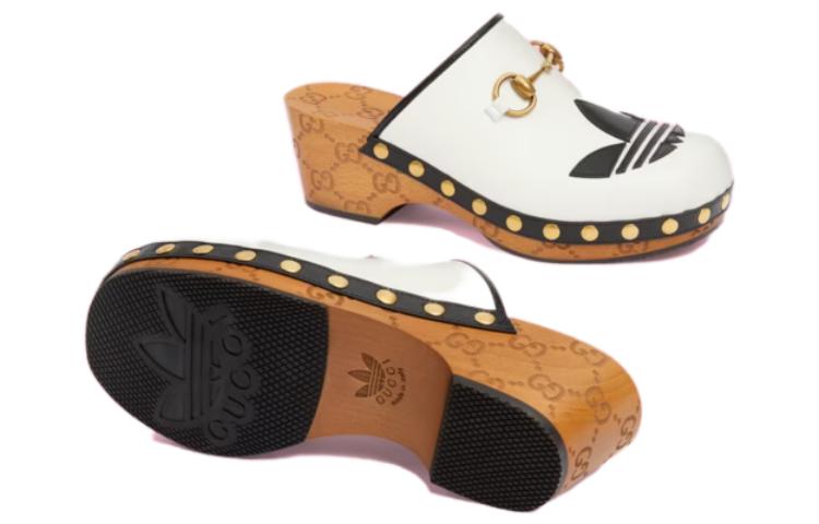 Shop (W) グッチ×アディダス レザーミュール (白) 702218-DTNP0-9160