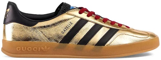 adidas x GUCCI古馳 Gazelle 皮革 低幫繫帶 時尚板鞋 女款 金色 Order adidas x GUCCI古馳 Gazelle 皮革 低幫繫帶 時尚板鞋 女款 金色