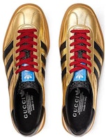 adidas x GUCCI古馳 Gazelle 皮革 低幫繫帶 時尚板鞋 女款 金色 Shop adidas x GUCCI古馳 Gazelle 皮革 低幫繫帶 時尚板鞋 女款 金色