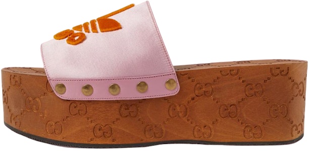 (W) グッチ×アディダス 厚底サテン ロゴ スライド (ピンク) 707285-KND90-5870 Buy (W) グッチ×アディダス 厚底サテン ロゴ スライド (ピンク) 707285-KND90-5870