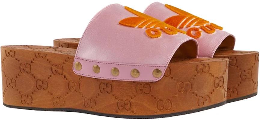 (Women) Gucci adidas x Thick Sole Fashion Slide 'Pink Satin Logo' 707285-KND90-5870 Lookbook (Women) Gucci adidas x Thick Sole Fashion Slide 'Pink Satin Logo' 707285-KND90-5870